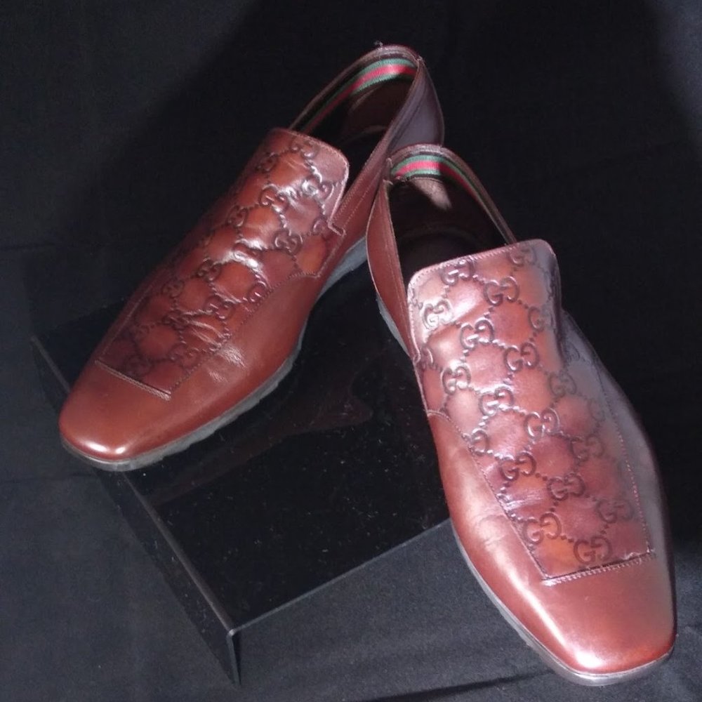 Gucci Men's Leather Loafers with Guccissima Panel